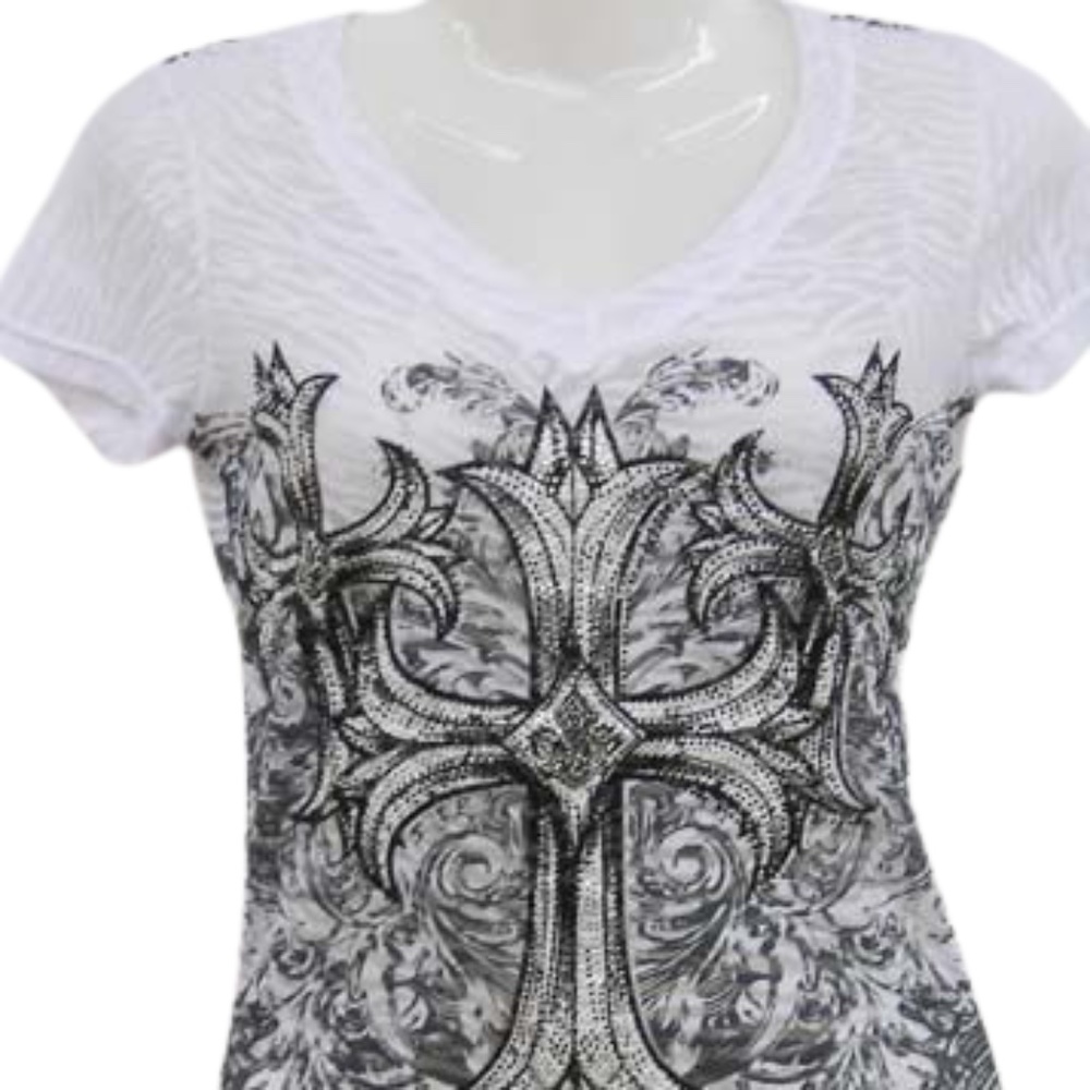 Atlas (3/$24) Women’s Unique White with Cross T-Shirt